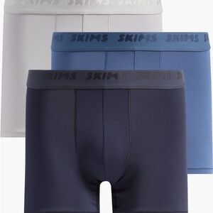 NWT SKIMS 3 Pack Stretch Modal Boxer Briefs Gunmetal Blue Gray Navy Large